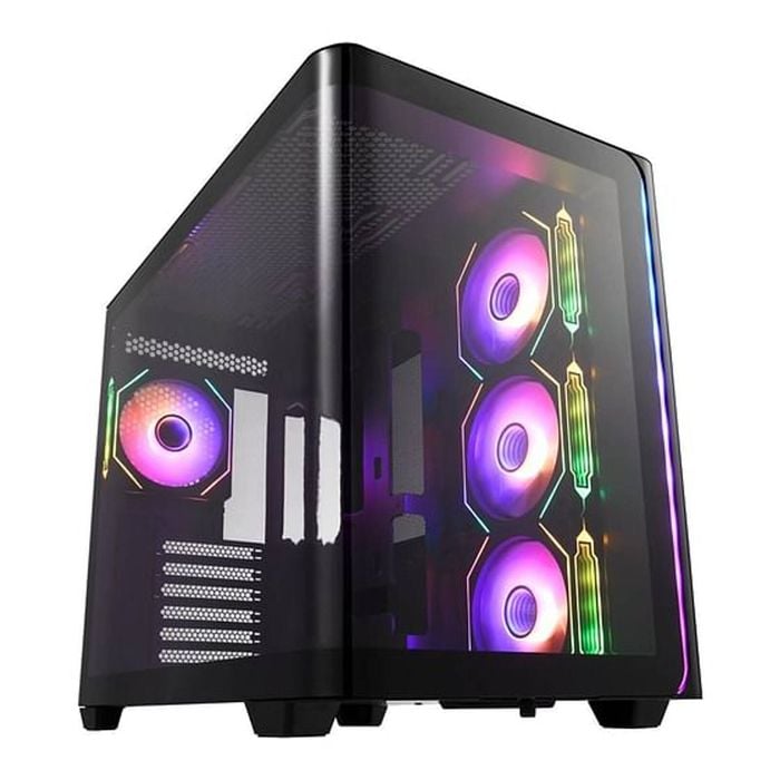 Fsp M580 Curved Glass Panoramic Sea View Mid-tower Atx Gaming Computer Case - Black [m580-ba]