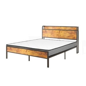 Advwin Double Size Bed Frame with Storage Headboard & Charging Station and Double Mattress 16cm White