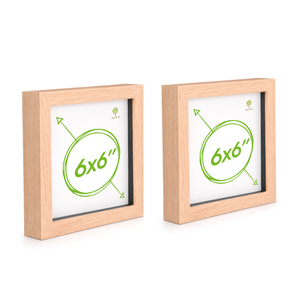 Nicola Spring 3d Box Photo Frames - 6" X 6" - Light Brown - Pack Of 2