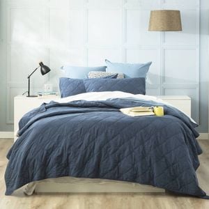 Renee Taylor Single/Double Attwood Cotton Quilted Coverlet Set Ink