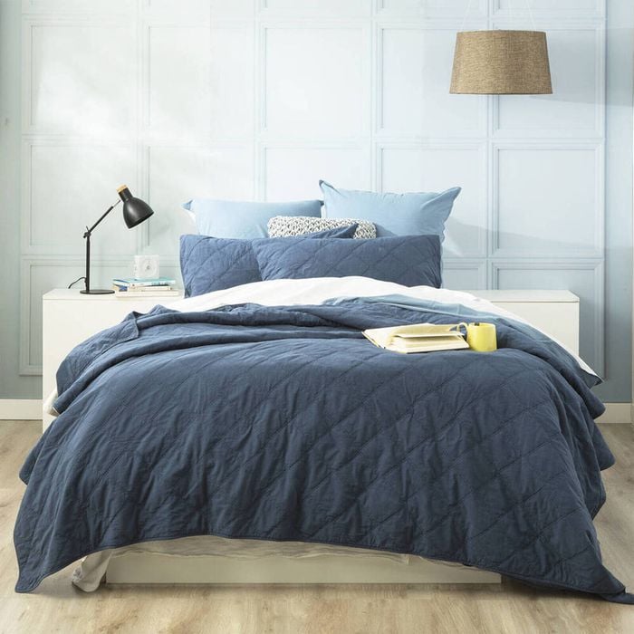 Renee Taylor Single/Double Attwood Cotton Quilted Coverlet Set Ink