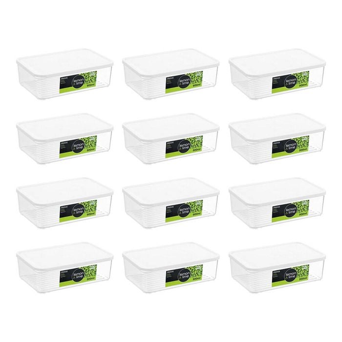 12PK Lemon & Lime Fridge Food Storer Container 900ml 18x12x5.6cm