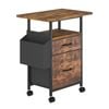 Advwin Mobile File Cabinet with Extendable Desktop & 2 Drawers & Fabric Side Bag Walnut