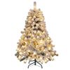Costway Snow Flocked Christmas Tree Hinged Pre-lit Xmas Tree 150 LEDs Party Decoration