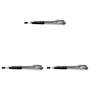 3PK Appetito Heavy Duty Stainless Steel Tongs w/Rubber Grip & Locking Ring 30cm