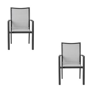 Oro 2pc Set Aluminium Outdoor Dining Chair Charcoal