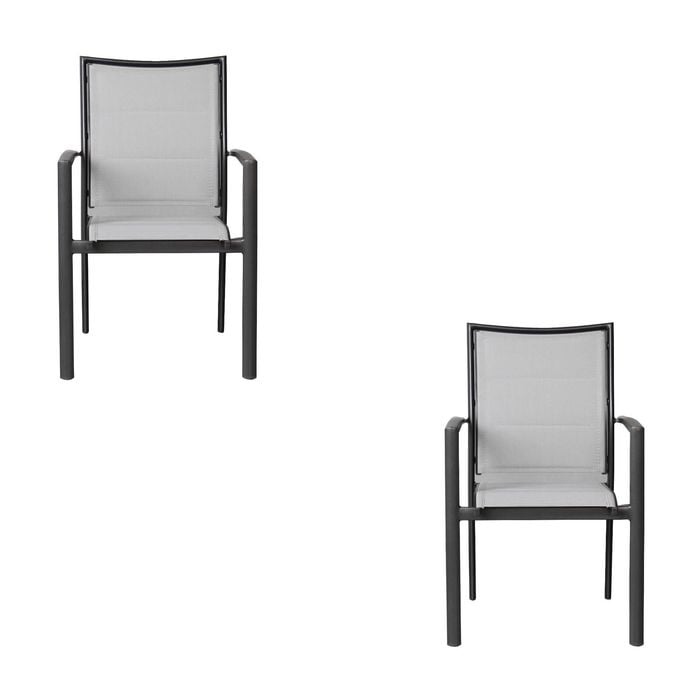 Oro 2pc Set Aluminium Outdoor Dining Chair Charcoal