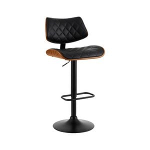 Artiss Bar Stool Kitchen Dining Chairs Gas Lift Stool Wooden Leather Black