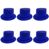6x Glitter Top Hat Fancy Party Plastic Costume Tall Cap Fun Bulk Blue