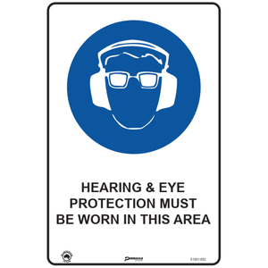 Pinnacle 600 x 400mm Metal Hearing & Eye Protection Must Be Worn In Area Sign