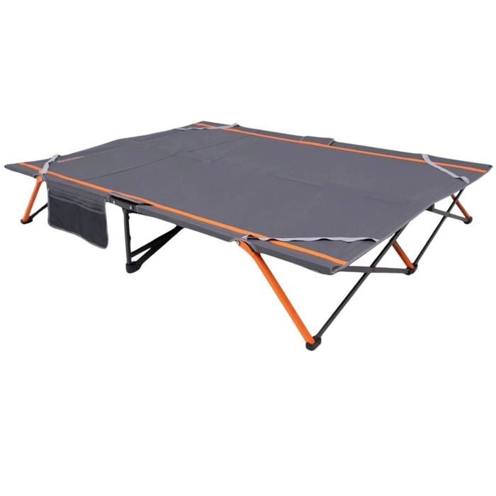 Wildtrak Easy Up 200x144cm Stretcher Outdoor Camping Queen Bed W/ Carry Bag Grey