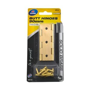 Zenith 90mm Butt Hinge FP Brass 2 Pack