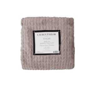 Bloomington Herringbone Faux Fur Throw Rug 127 x 152 cm Taupe
