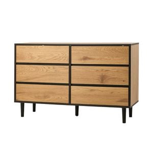 Oikiture 6 Chest Of Drawers Lowboy Storage Dresser Hallway Bedroom Natural