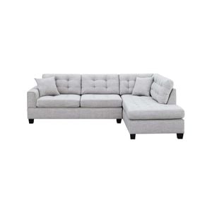 Foret 263cm L Shape Fabric Corner Sofa Chaise Lounge 4/5 Seater Light Grey