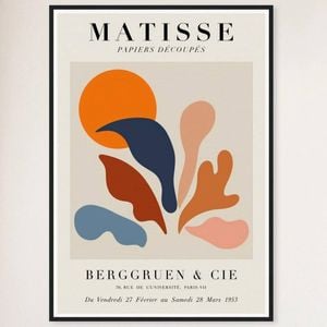 Galrie Coral Over Sun Print by Henri Matisse - Modern Art Decor for Your Home, Black Frame, A4 21 x 30cm (8 x 12inch)