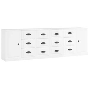 vidaXL Sideboards 3 pcs Buffet Side Cabinet High Gloss White Composite Wood