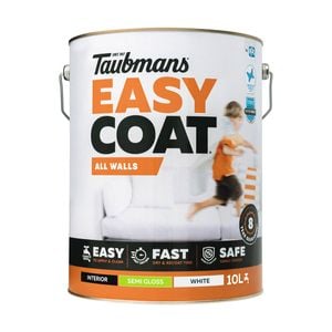 Taubmans 10L White Semi Gloss Easycoat All Walls Interior Paint