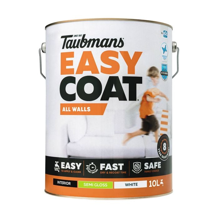Taubmans 10L White Semi Gloss Easycoat All Walls Interior Paint