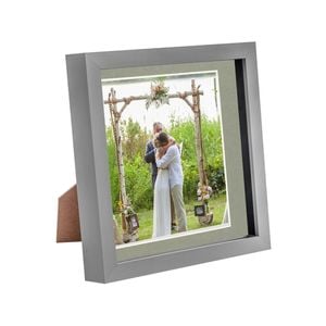 Nicola Spring Acrylic 3D Box Photo Frame with 6" x 6" Mount - 8" x 8"  - Grey