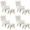Oikiture 4X 360 Swivel Recliner Armchair Lounge Ottoman Chair With Stool Sherpa