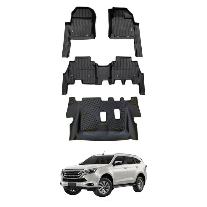 AUSGO 3-Row Set 7D Injection Floor Mats for ISUZU MUX MU-X 2021-Onwards Floor Liners