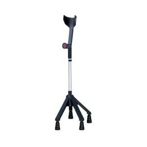 Quad Forearm Crutch - Black, Adjustable Support for Enhanced Stability - Single