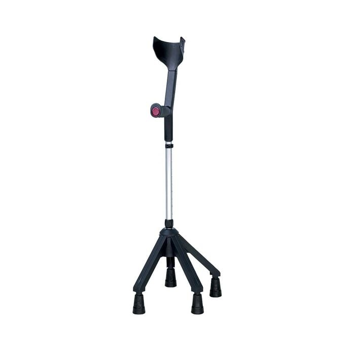 Quad Forearm Crutch - Black, Adjustable Support for Enhanced Stability - Single