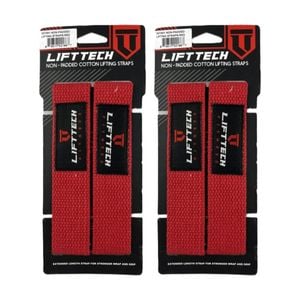 2x 2pc Lift-tech Cotton Heavy Lifting Support Durable Grip Straps Red 21in