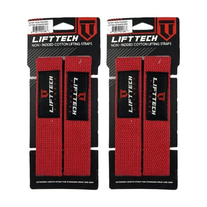 2x 2pc Lift-tech Cotton Heavy Lifting Support Durable Grip Straps Red 21in