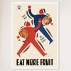 Galrie Eat More Fruit Retro Australian Vintage Advertising Poster for Home Decor, White Frame, A0 84 x 119cm (33 x 47inch)