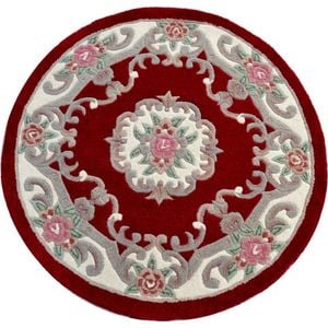 Traditional Handmade Wool Rug - Avalon - Red - 120x120cm