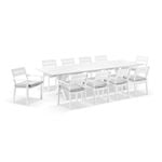 Tahitian 3m Aluminium Dining Table with 10x Santorini Chairs White - Textured Olefin Grey