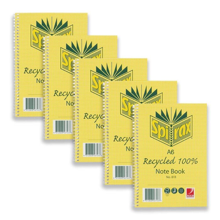 5pc Spirax 813 Recycled Notebook A6 Ruled School Stationery 100-pages Yellow
