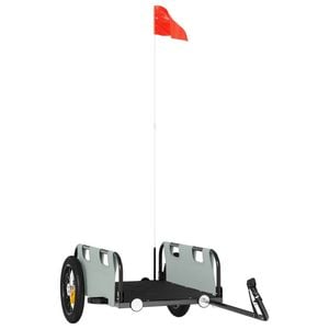 vidaXL Bike Trailer Pet Stroller Bicycle Cart Grey Oxford Fabric and Iron