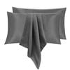LINENOVA 2PCS 100% Mulberry Silk Pillow Cases Genuine Silk Pillowcases - Charcoal