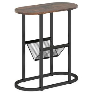 Costway Side Table End Table Nightstand W/magazine Holder Brown & Black