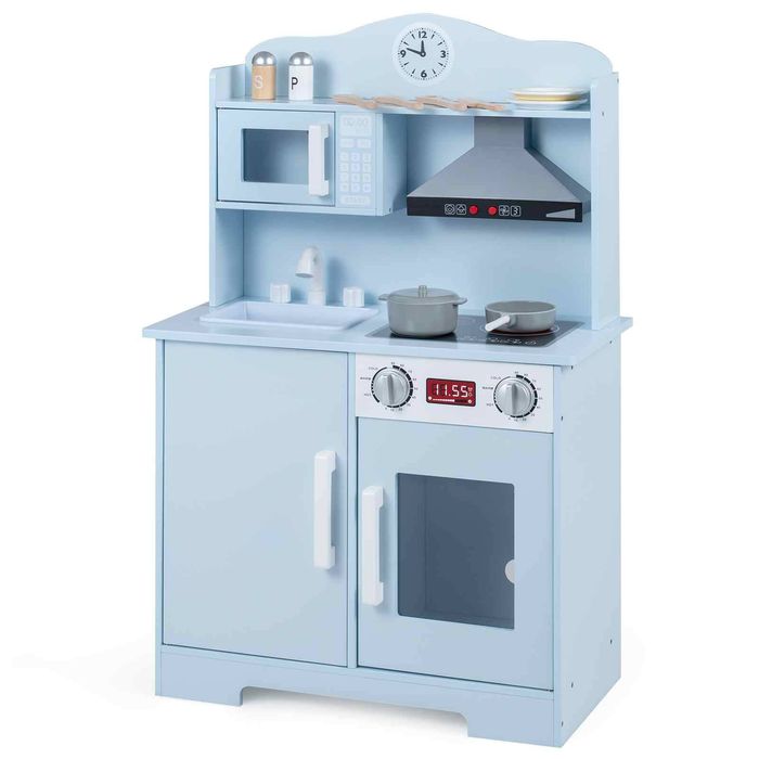 Costway Play Kitchen Wooden Playset Range Hood Accessories-Blue