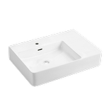 Johnson 605mm x 430mm Suisse White Wall or Counter Top Mounting 1 Taphole Right Hand Shelf Basin