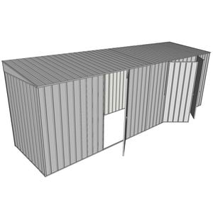 Build-a-Shed 1.5 x 6 x 2m Single and Double Hinged Side Door Skillion Shed - Zinc