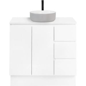 CIBO 900mm White Nordic Full Height Bathroom Vanity with Light Grey / White Countertop Basin