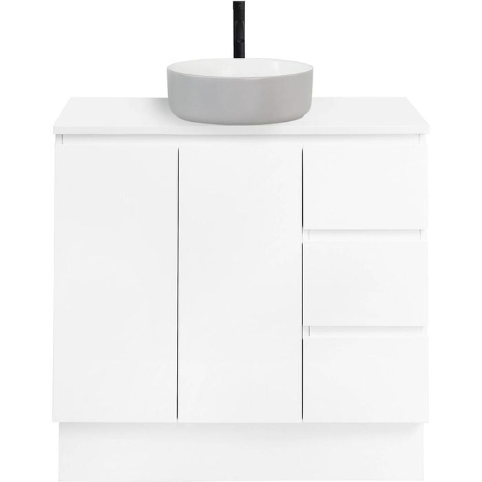 CIBO 900mm White Nordic Full Height Bathroom Vanity with Light Grey / White Countertop Basin