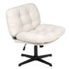 Ufurniture Armless Office Desk Chair With Wide Seat Adjustable Height Swivel Cross Legged Chair Beige