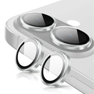 Metal Camera Lens Glass Individual Eagle Protector Cover - For Apple iPhone 16 / 16 Plus (2pcs) - Silver