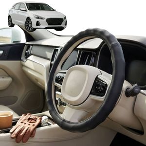 Australian Goose Steering Wheel Cover for Hyundai i30 2017 - Current (PD Hatch/Fastback) Circle Black