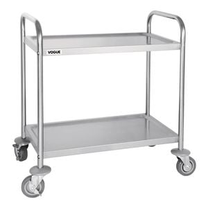 Vogue Stainless Steel 2 Tier Clearing Trolley Small 825x710x405mm Commercial Kitchen Storage