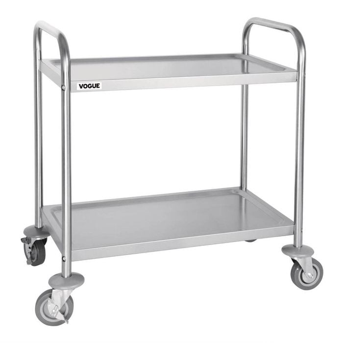 Vogue Stainless Steel 2 Tier Clearing Trolley Small 825x710x405mm Commercial Kitchen Storage