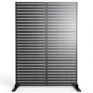 Advwin Metal Privacy Screen, Outdoor Freestanding Fence Panel 118x180cm with Stand, Decorative Divider Composed of 3 Panels