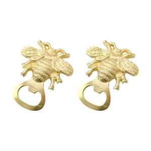 2pk Lvd Bee Metal Drinkware/barware Home Decor Bottle Opener Gold 10x9cm