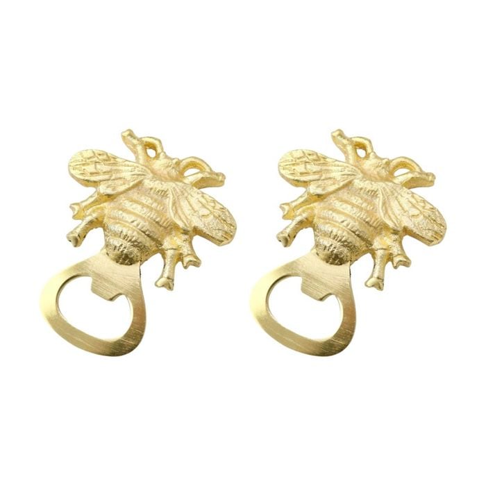 2pk Lvd Bee Metal Drinkware/barware Home Decor Bottle Opener Gold 10x9cm